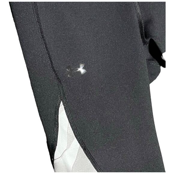 Under Armour Geometric Colorblock Leggings Black Grey Compression Running Small - Picture 8 of 16